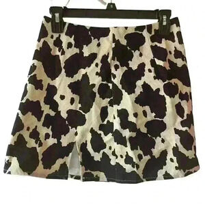 Hot Trend! SHEIN Women's Cow Print Mini Skirt Black Size S Casual Split Hem